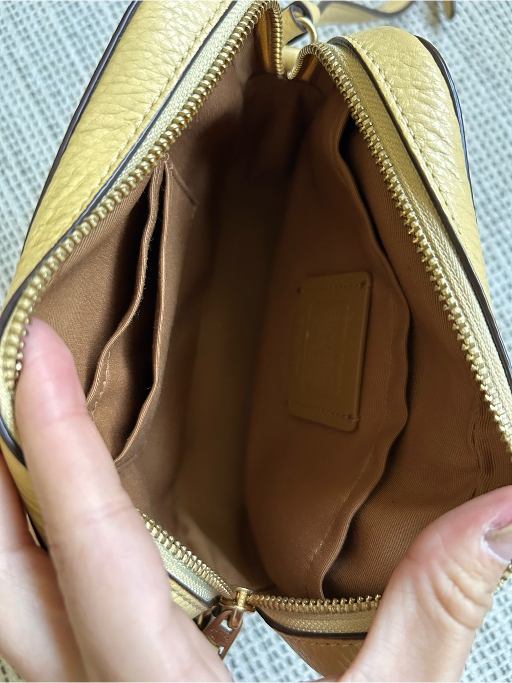 COACH Yellow Pebbled Leather Crossbody with Princess Belle - Picture 8 of 11